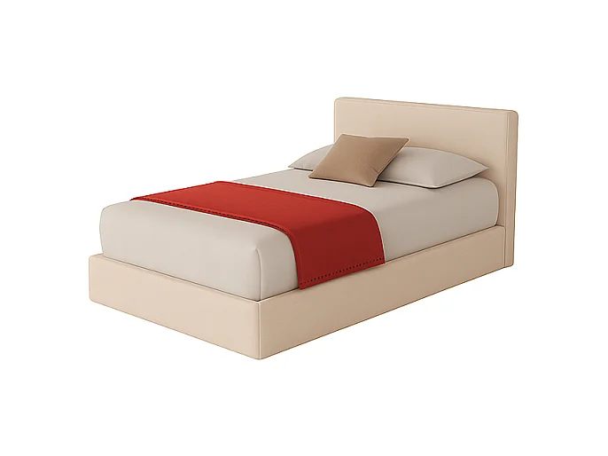 Altara,  Letto a Una Piazza E Mezza Con Contenitore Rivestimento Velluto Idrorepellente Panna (135cm X 225cm X 110cm)| Duzzle