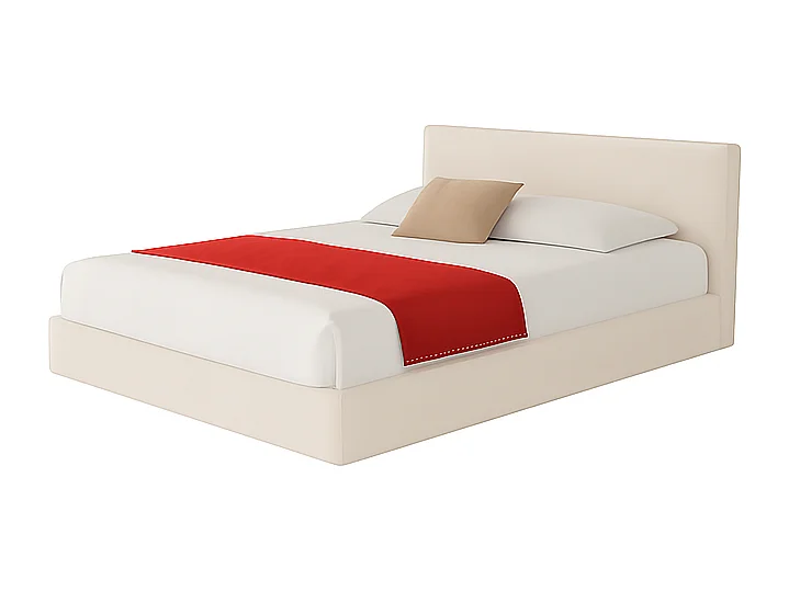 Altara,  Letto Matrimoniale Con Contenitore Rivestimento Tessuto Soft Bianco (175cm X 225cm X 110cm)| Duzzle