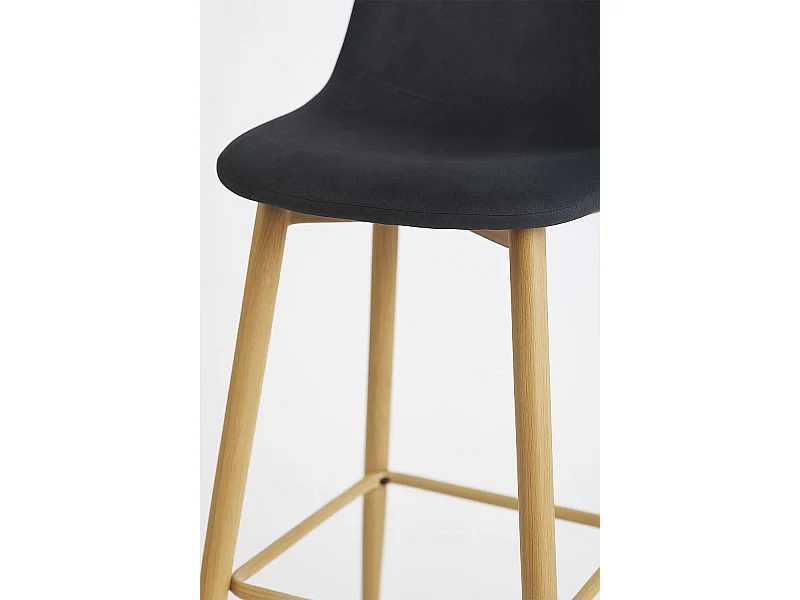 Lote de 6 Taburetes Teok Terciopelo - Negro