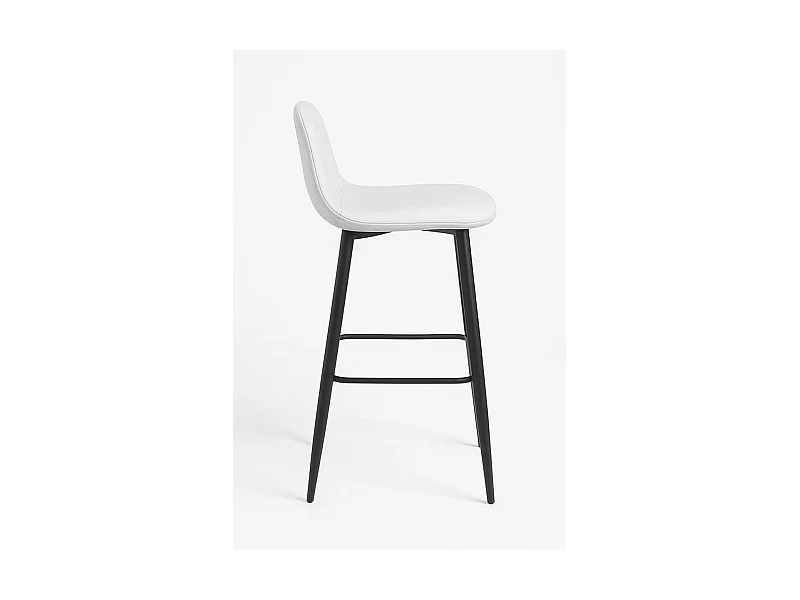 Lote de 2 Taburetes Black Teok Polipiel - Blanco