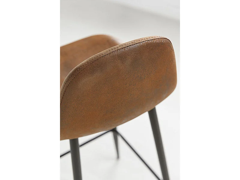 Lote de 4 Taburetes Black Teok Polipiel - Marrón Vintage