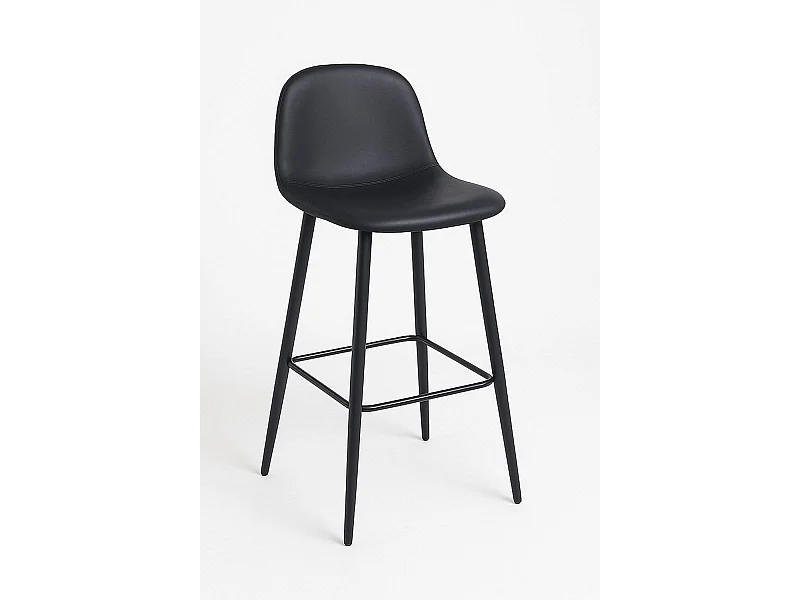 Lote de 2 Taburetes Black Teok Polipiel - Negro
