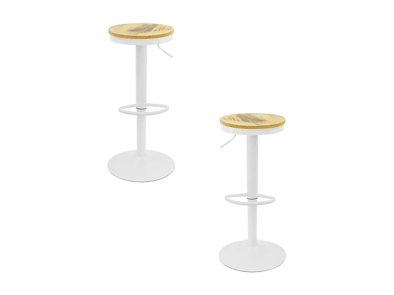 Lote de 2 Taburetes Vikin Asiento Madera - Blanco