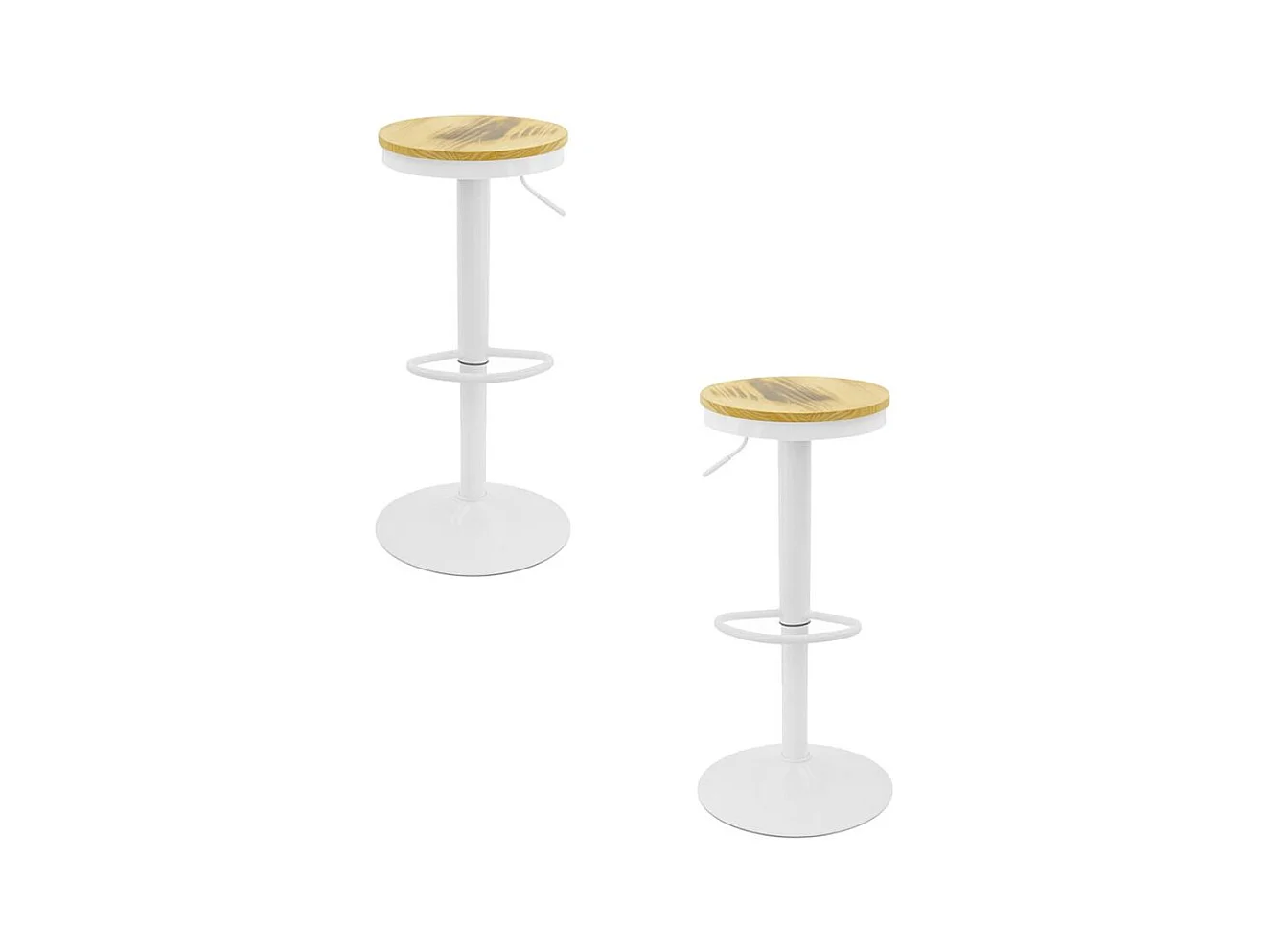 Lote de 2 Taburetes Vikin Asiento Madera - Blanco