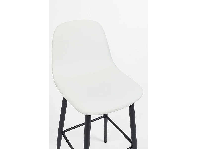 Lote de 6 Taburetes Black Teok Polipiel - Blanco