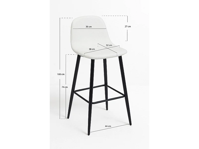 Lote de 6 Taburetes Black Teok Polipiel - Blanco