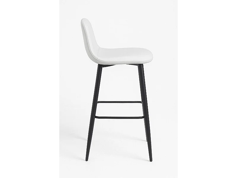Lote de 6 Taburetes Black Teok Polipiel - Blanco