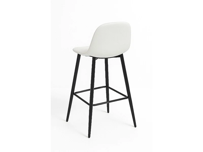 Lote de 6 Taburetes Black Teok Polipiel - Blanco