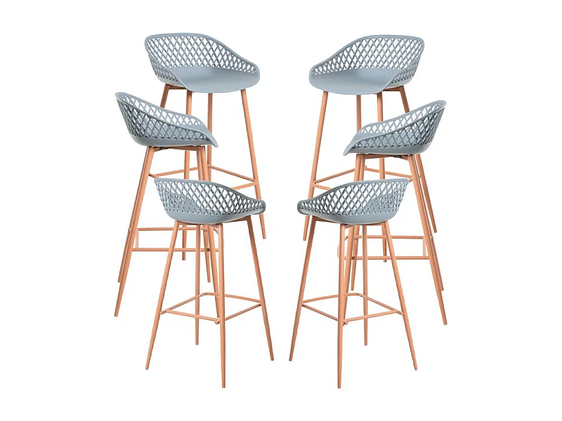 Lote de 6 Taburetes Riva - Gris claro