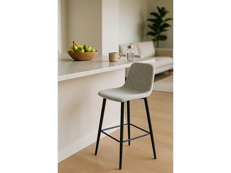 Taburetes Cocina - Taburete Coyal Black Terciopelo - Gris