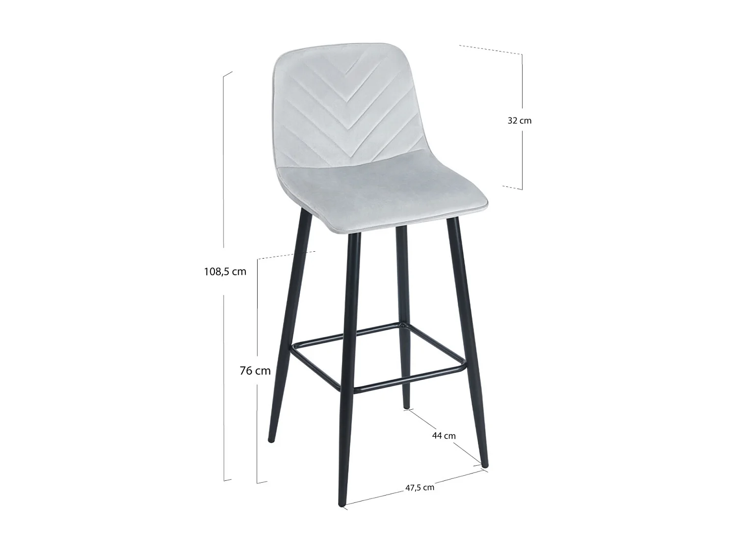 Taburetes Cocina - Taburete Coyal Black Terciopelo - Gris