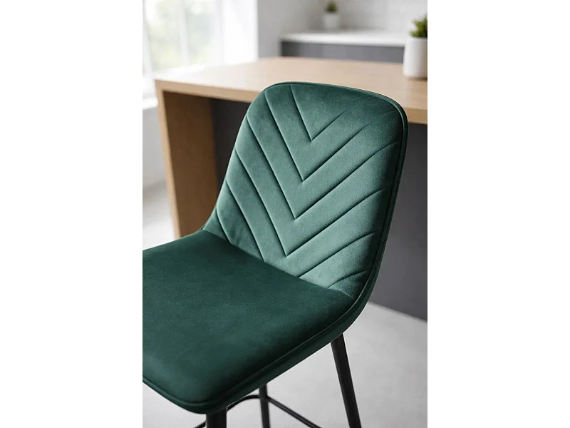 Taburetes Cocina - Taburete Coyal Black Terciopelo - Verde