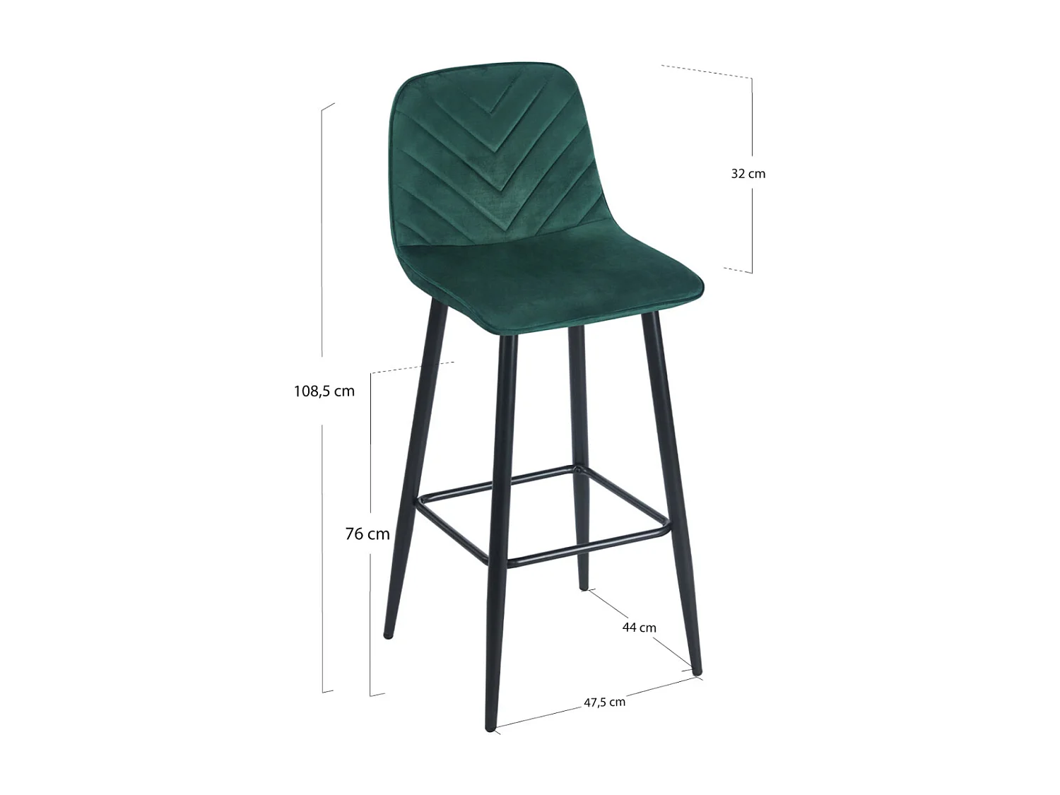Taburetes Cocina - Taburete Coyal Black Terciopelo - Verde