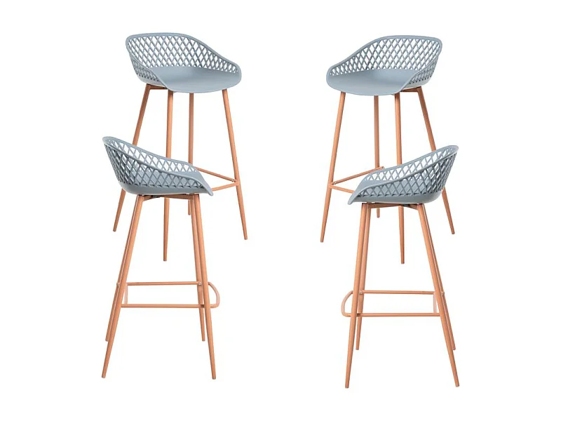 Lote de 4 Taburetes Riva - Gris claro