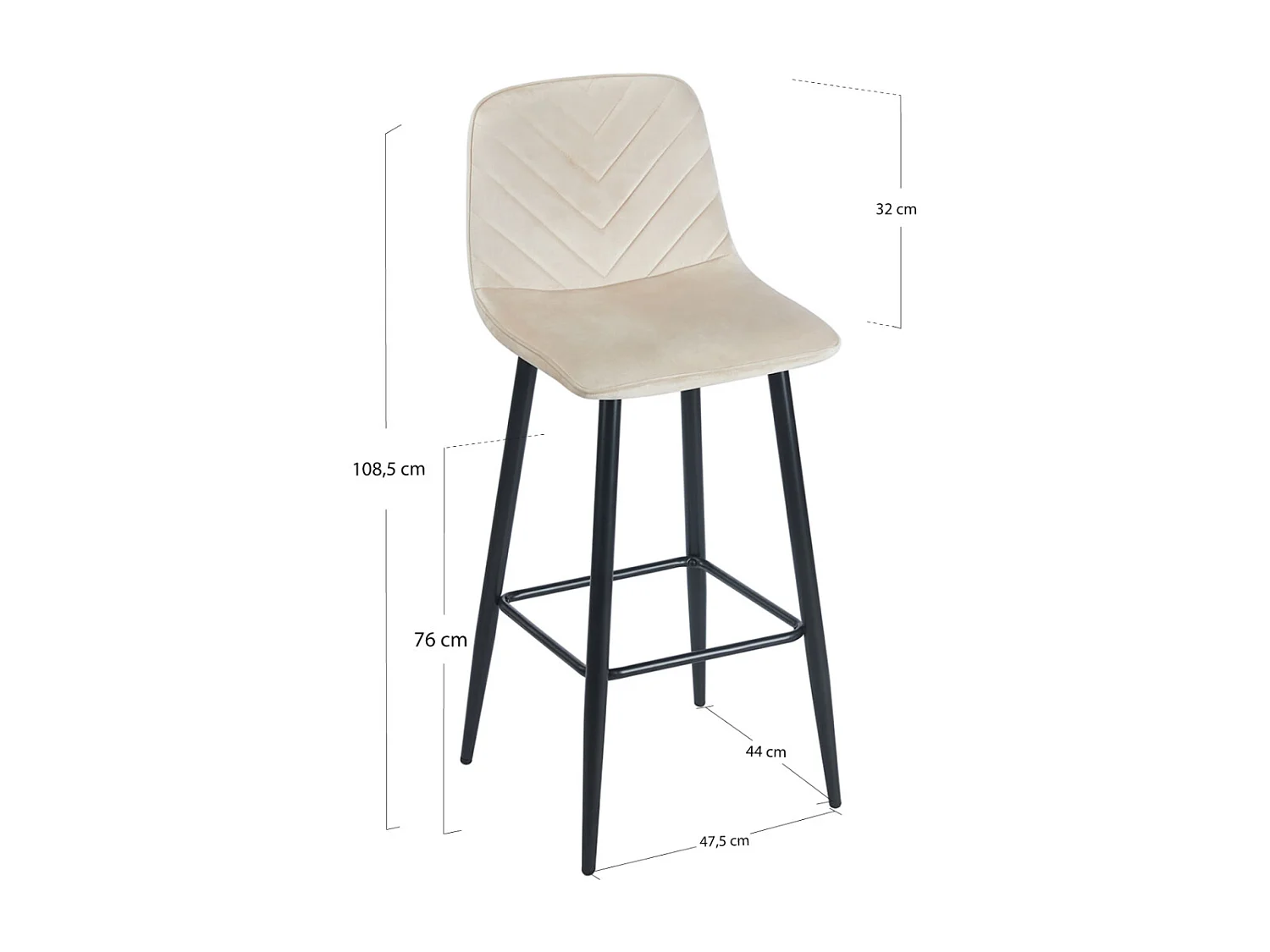 Taburetes Cocina - Taburete Coyal Black Terciopelo - Beige