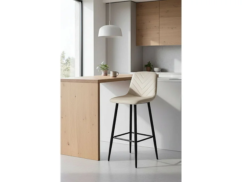 Taburetes Cocina - Taburete Coyal Black Terciopelo - Beige