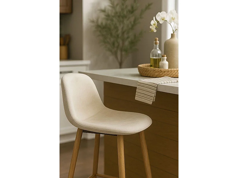 Taburetes Cocina - Taburete Teok Terciopelo - Beige