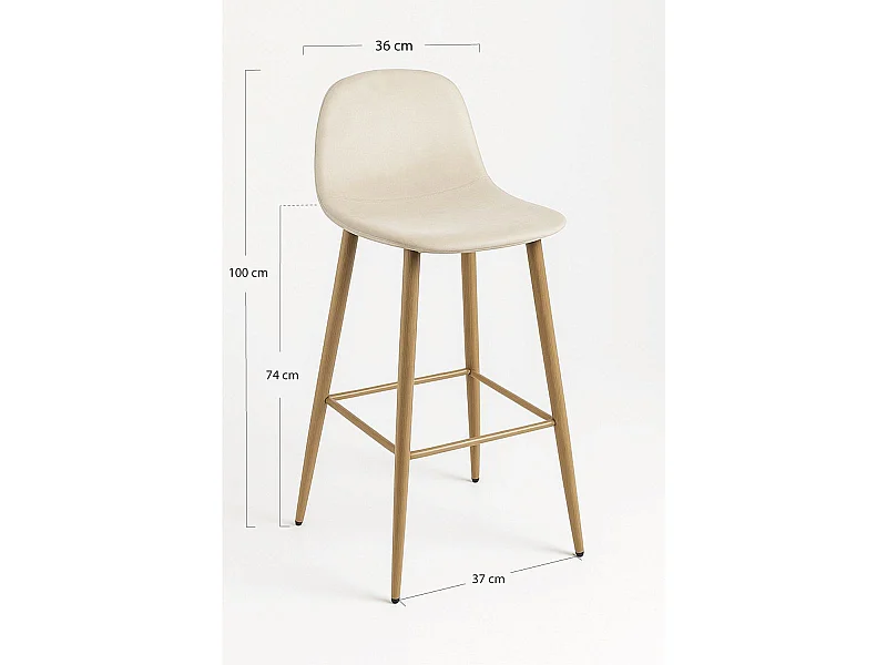Taburetes Cocina - Taburete Teok Terciopelo - Beige