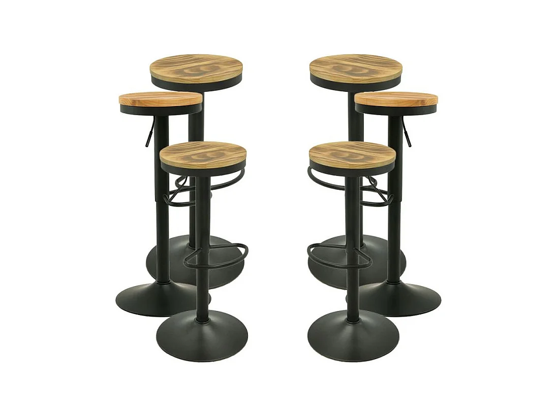 Lote de 6 Taburetes Vikin Asiento Madera - Negro