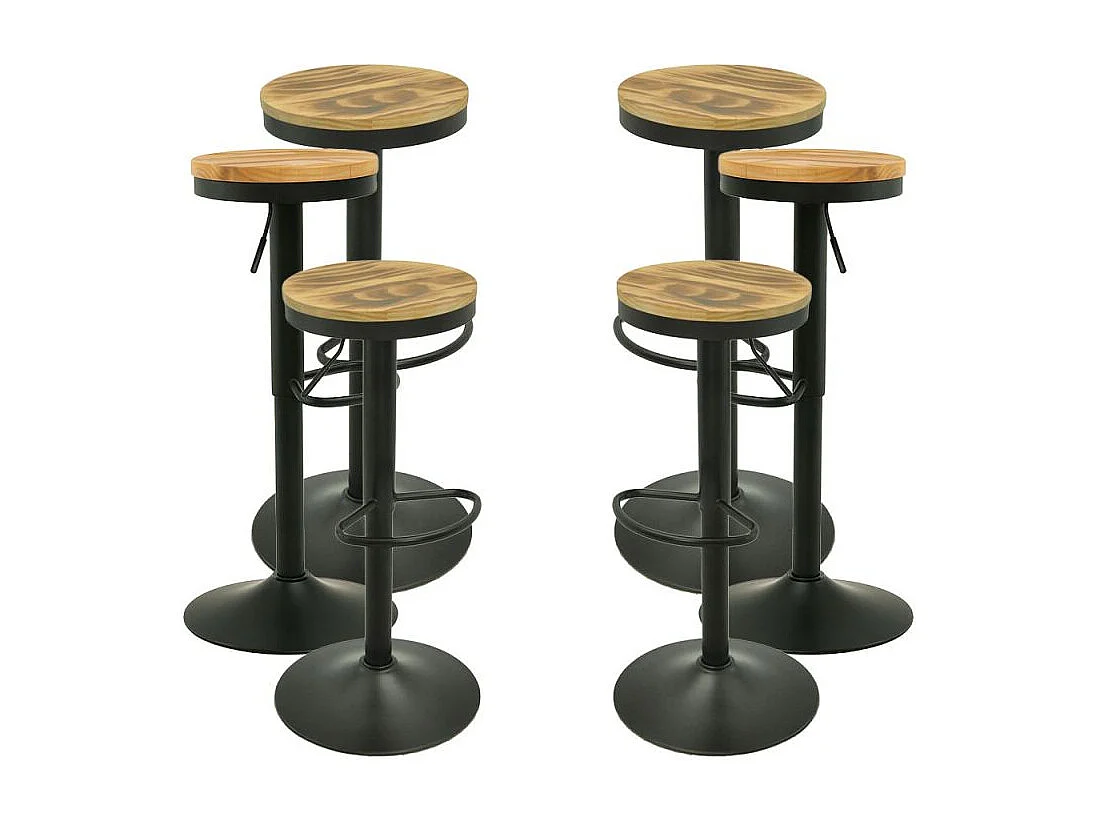 Lote de 6 Taburetes Vikin Asiento Madera - Negro