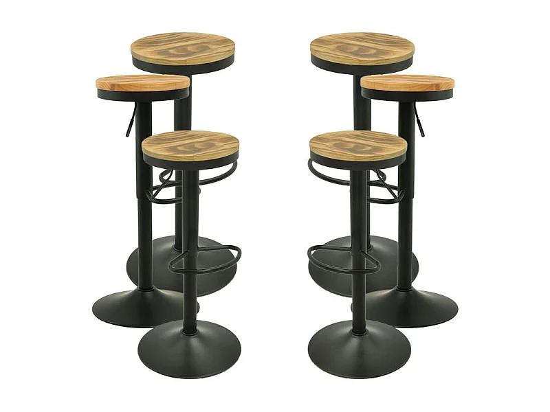 Lote de 6 Taburetes Vikin Asiento Madera - Negro