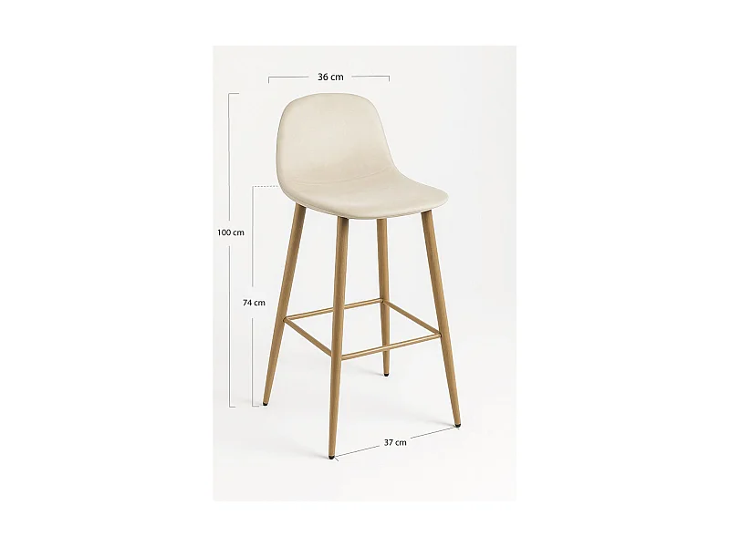 Lote de 4 Taburetes Teok Terciopelo - Beige