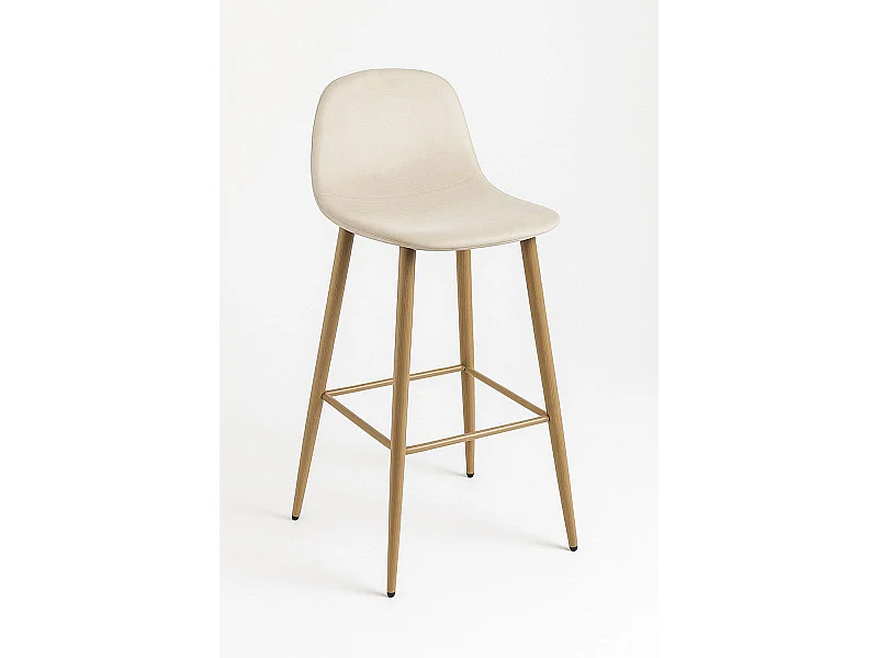 Lote de 4 Taburetes Teok Terciopelo - Beige