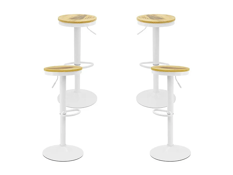 Lote de 4 Taburetes Vikin Asiento Madera - Blanco