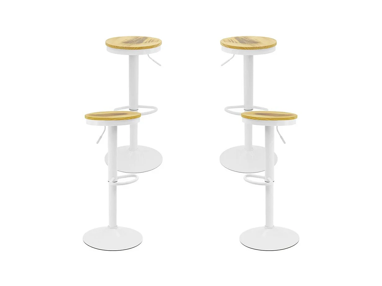 Lote de 4 Taburetes Vikin Asiento Madera - Blanco