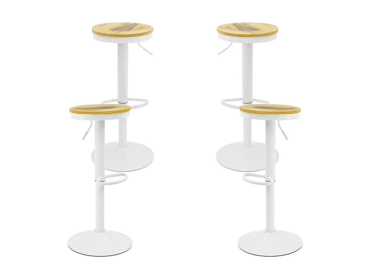 Lote de 4 Taburetes Vikin Asiento Madera - Blanco