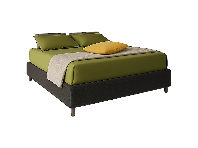 Lido,  Letto alla Francese Con Contenitore Rivestimento Tessuto Idrorepellente Nero (155cm X 220cm X 36cm)| Duzzle