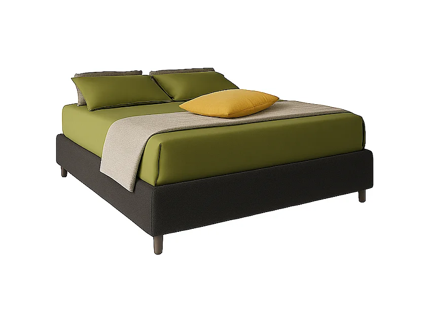 Lido,  Letto alla Francese Con Contenitore Rivestimento Tessuto Idrorepellente Nero (155cm X 220cm X 36cm)| Duzzle