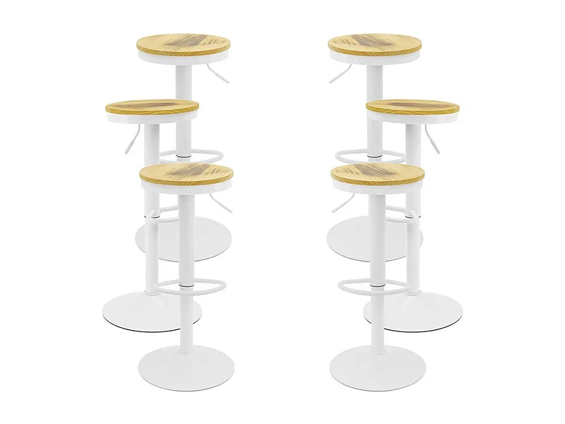 Lote de 6 Taburetes Vikin Asiento Madera - Blanco