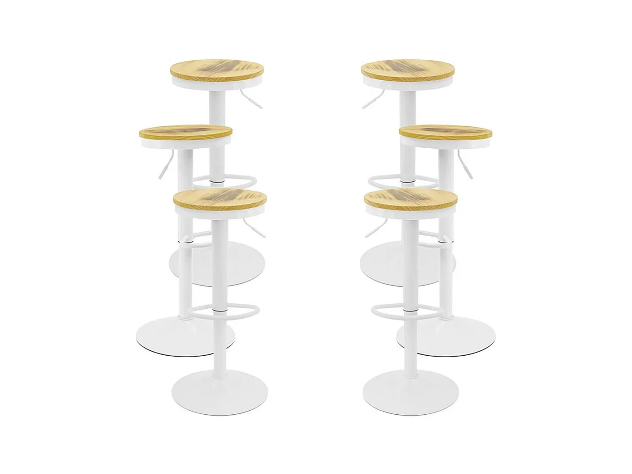 Lote de 6 Taburetes Vikin Asiento Madera - Blanco