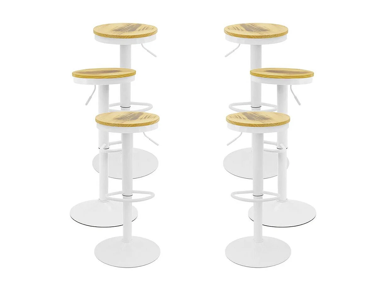 Lote de 6 Taburetes Vikin Asiento Madera - Blanco