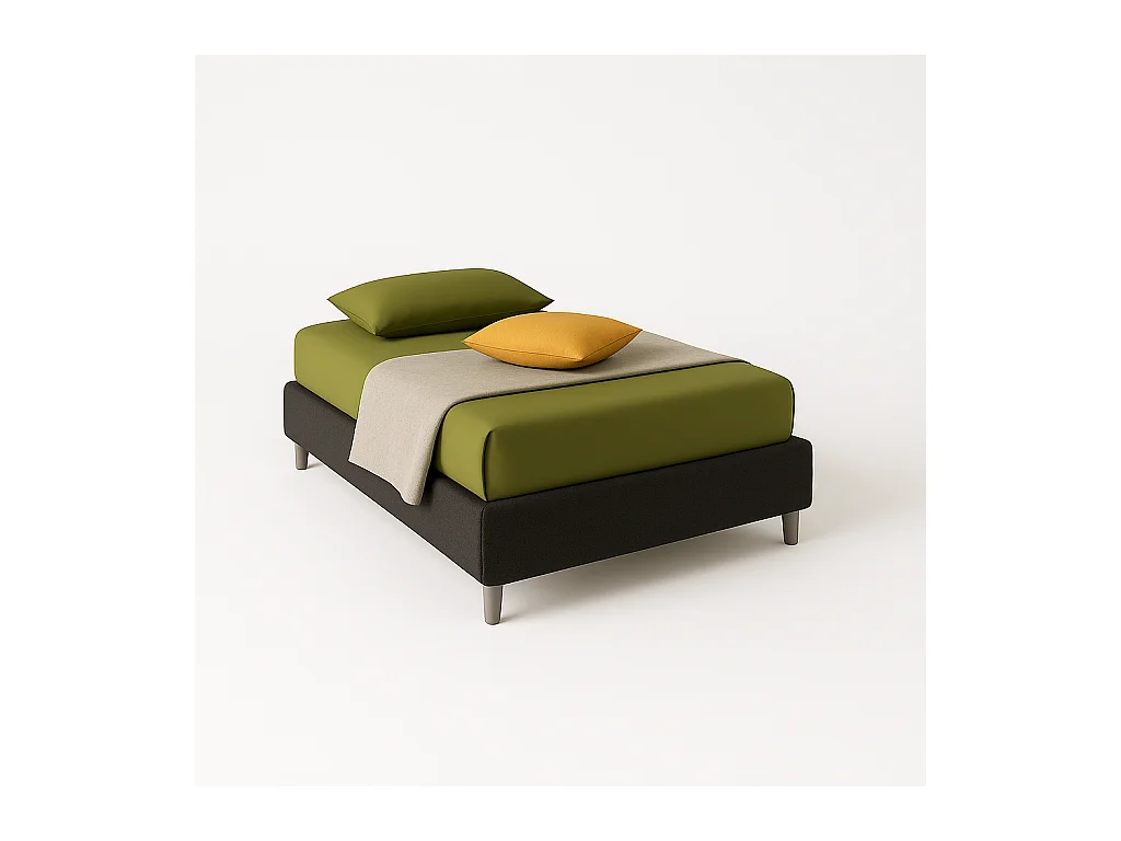 Lido,  Letto a Una Piazza E Mezza Con Contenitore Rivestimento Tessuto Idrorepellente Nero (135cm X 220cm X 36cm)| Duzzle