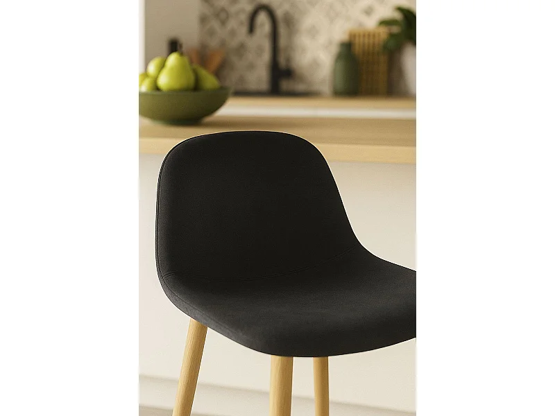 Taburetes Cocina - Taburete Teok Terciopelo - Negro