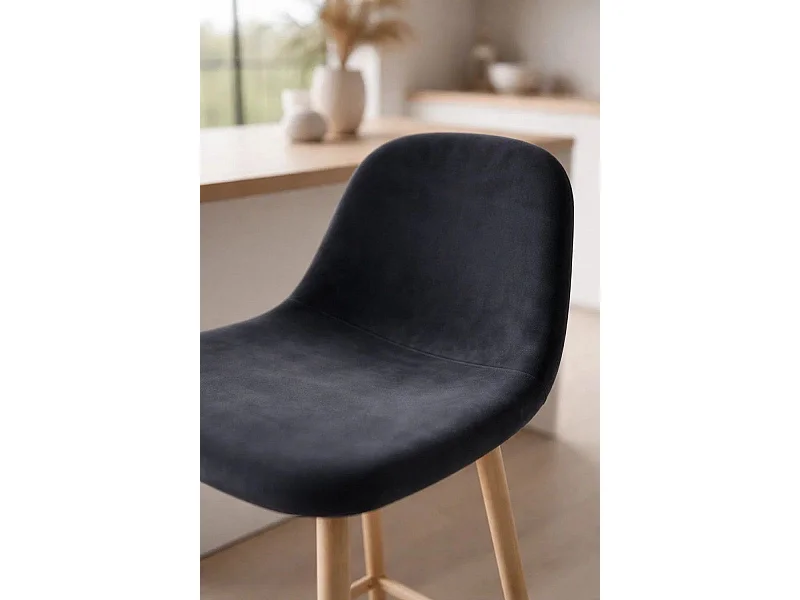 Taburetes Cocina - Taburete Teok Terciopelo - Negro