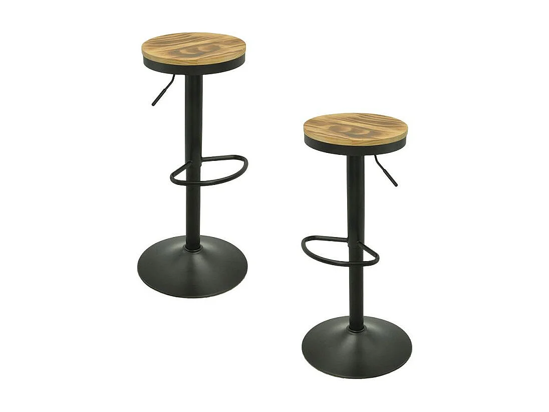 Lote de 2 Taburetes Vikin Asiento Madera - Negro