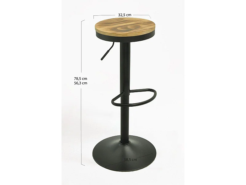 Lote de 2 Taburetes Vikin Asiento Madera - Negro