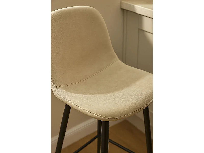 Taburetes Cocina - Taburete Black Teok Terciopelo - Beige