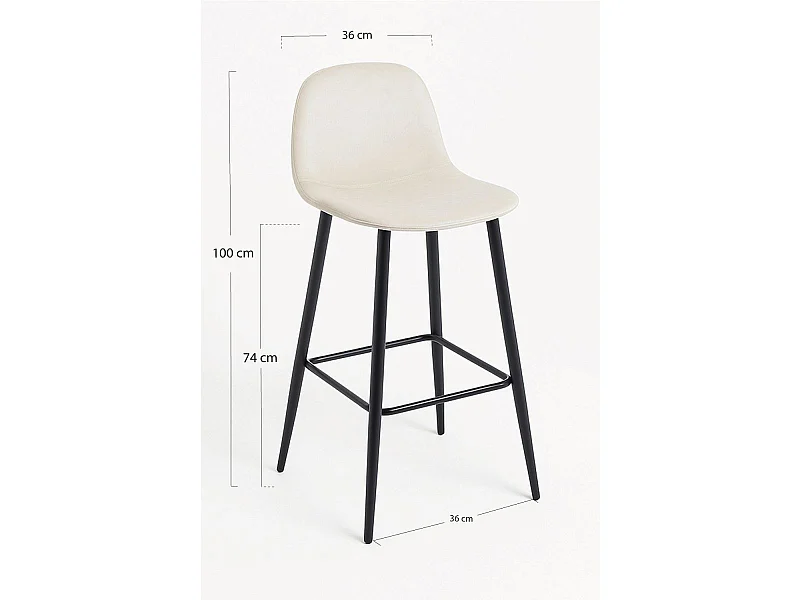 Taburetes Cocina - Taburete Black Teok Terciopelo - Beige