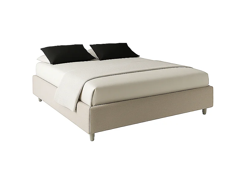 Lido,  Letto alla Francese Con Contenitore Rivestimento Tessuto Idrorepellente Beige (155cm X 220cm X 36cm)| Duzzle