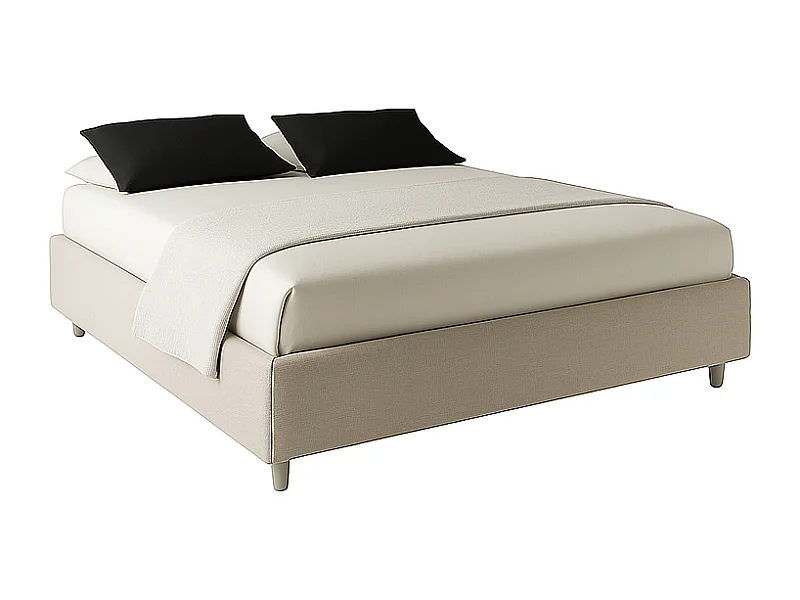 Lido,  Letto alla Francese Con Contenitore Rivestimento Tessuto Idrorepellente Beige (155cm X 220cm X 36cm)