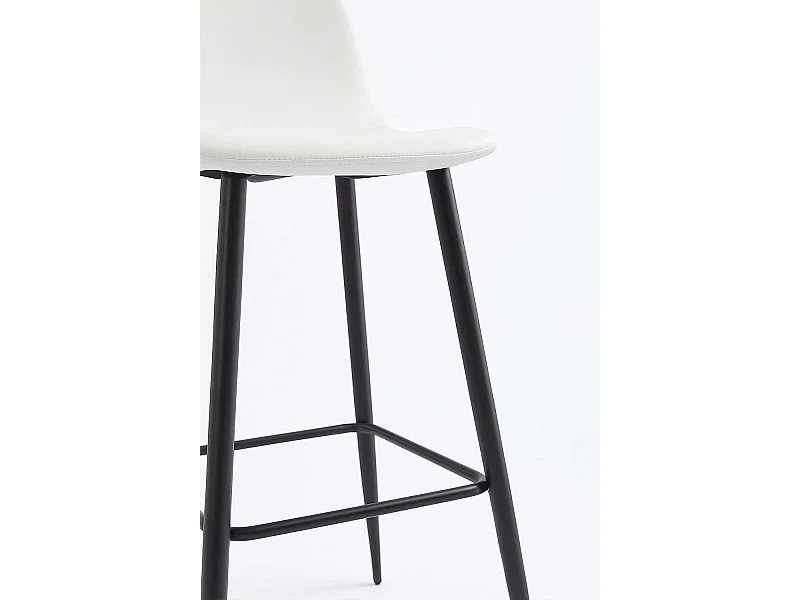 Lote de 4 Taburetes Black Teok Polipiel - Blanco
