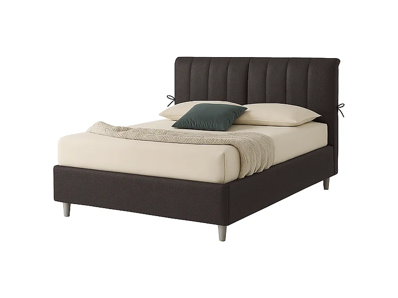 Dualia,  Letto alla Francese Con Contenitore Rivestimento Tessuto Idrorepellente Nero (155cm X 220cm X 120cm)| Duzzle