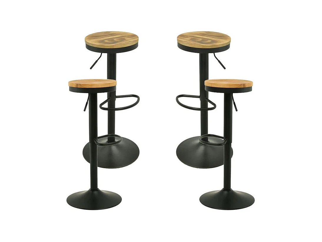 Lote de 4 Taburetes Vikin Asiento Madera - Negro