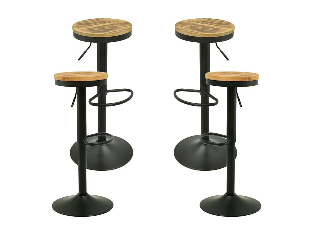 Lote de 4 Taburetes Vikin Asiento Madera - Negro