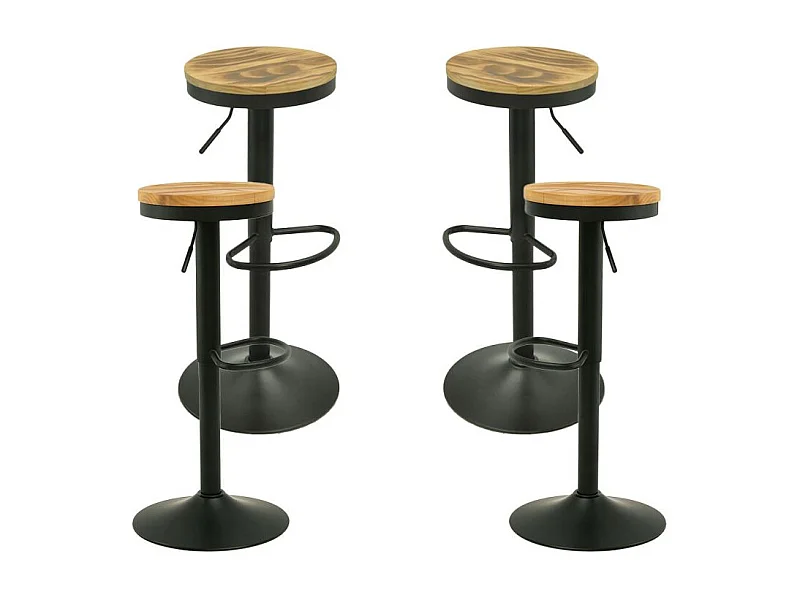 Lote de 4 Taburetes Vikin Asiento Madera - Negro