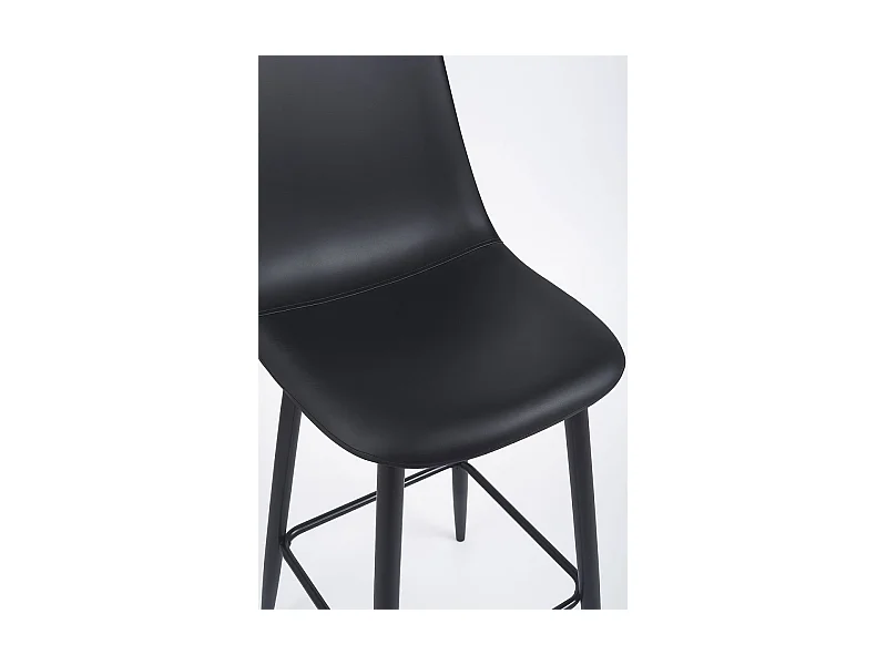 Lote de 4 Taburetes Black Teok Polipiel - Negro